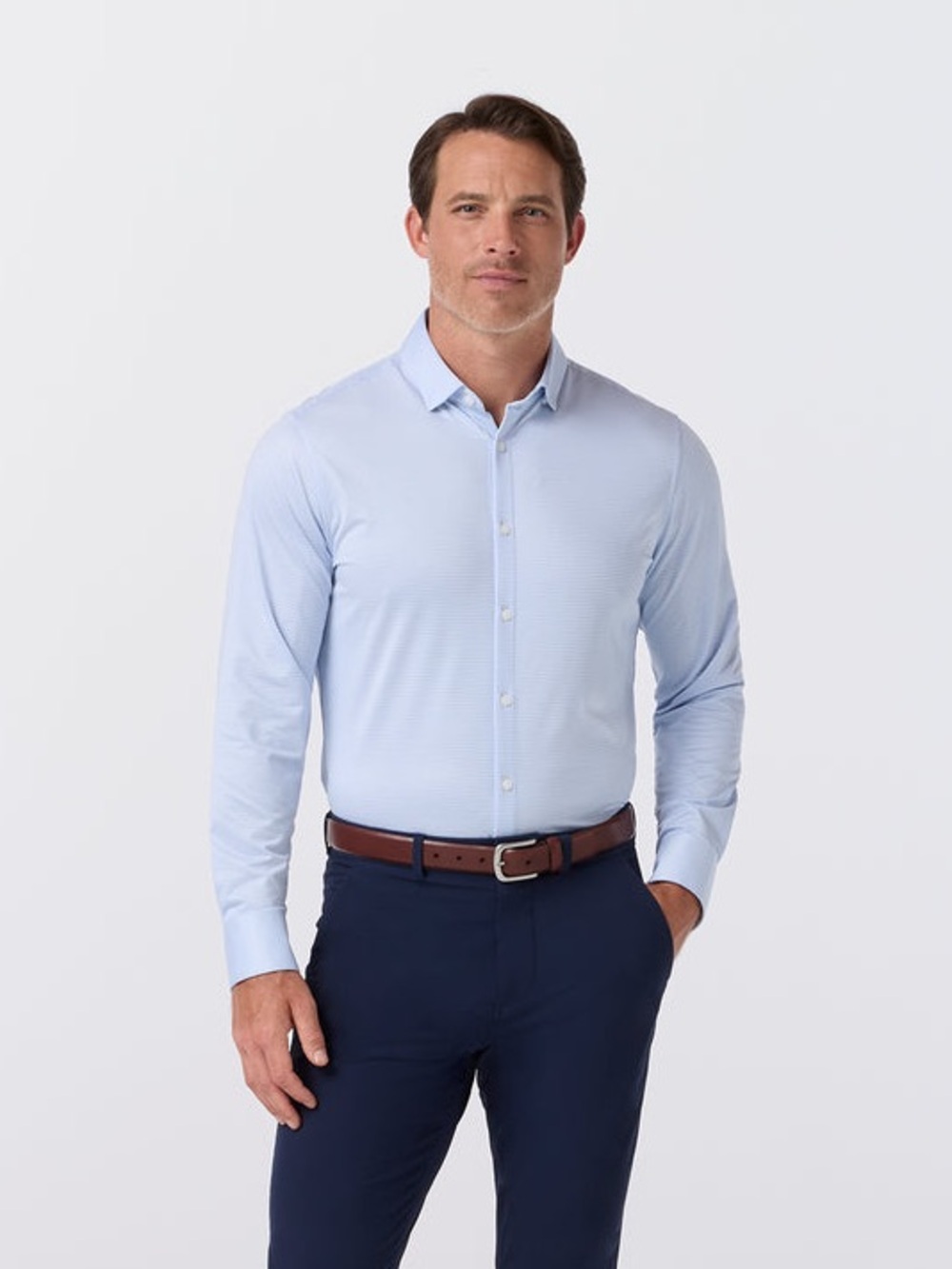 Mizzen + Main Men’s Spinnaker Collection Shirt XL Trim Fit - Cloud Blue Gingham